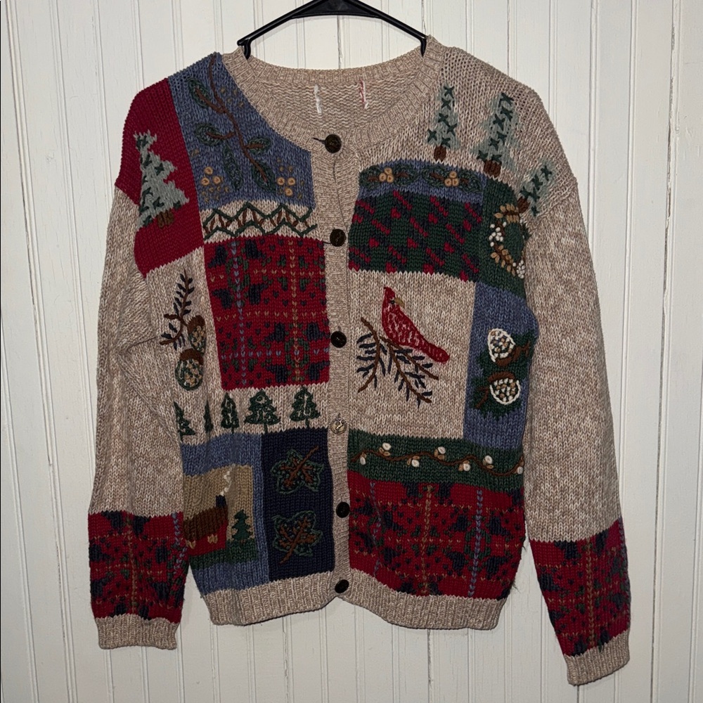 Vintage 90s North Crest Nutcracker Holiday‎ Cardigan Size- Medium